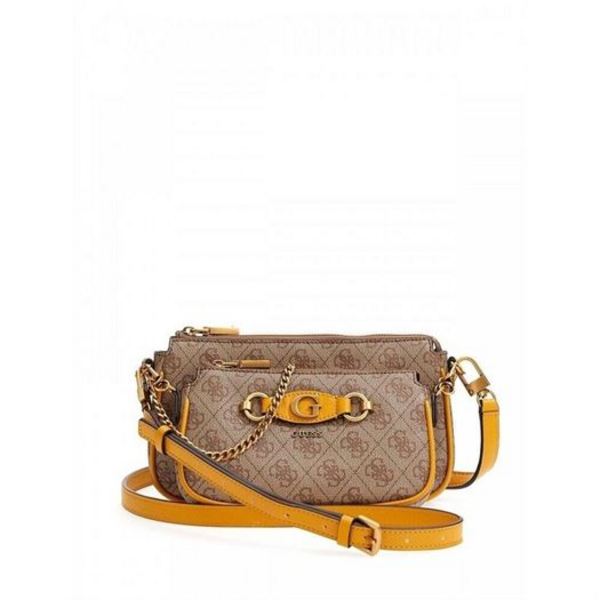 GUESS Sac A Main   Guess Izzy Double Pouch Crossbo Latte 1035062