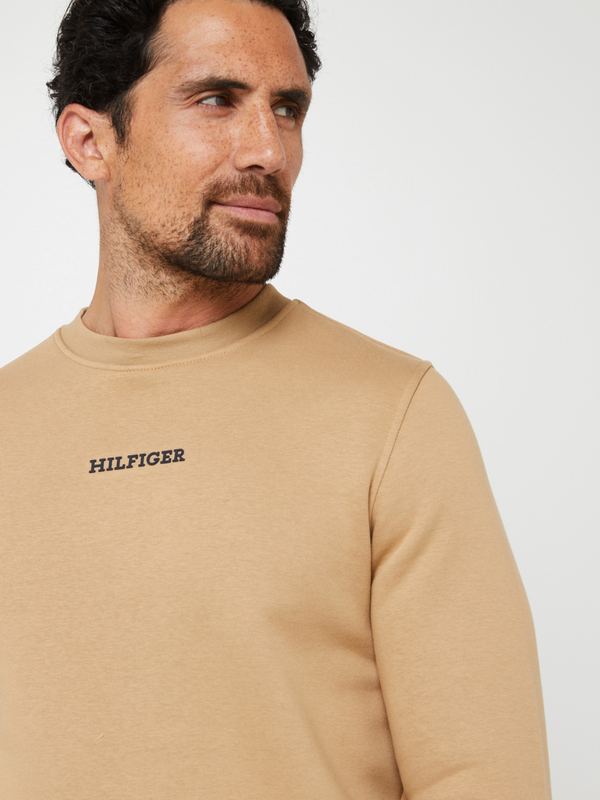 TOMMY HILFIGER Sweat-shirt En Molleton Uni Avec Signature Place, Col Rond Camel Photo principale
