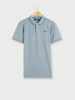 PETROL INDUSTRIES Polo En Piqu De Coton Uni Extensible, Mini Logo Bleu ciel