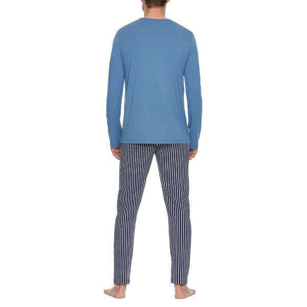 IMPETUS Pyjama Long En Coton Bio  Rayures Bleu Photo principale