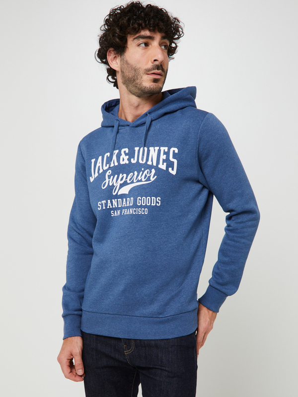 JACK AND JONES Sweat-shirt  Capuche En Molleton, Logo Signature Bleu Photo principale
