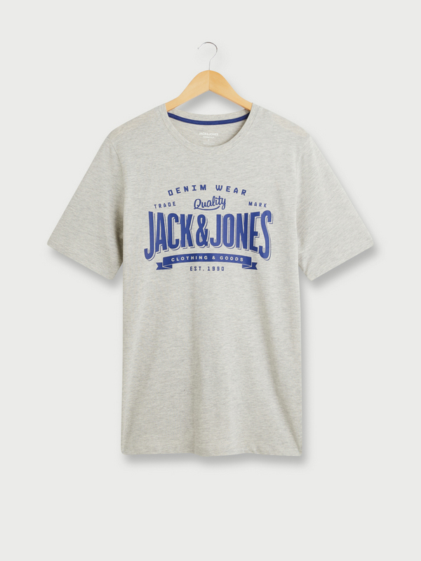 JACK AND JONES Tee-shirt Col Rond Chin Avec Logo Plac Gris 1035946