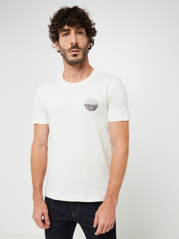 ESPRIT Tee-shirt Col Rond En 100% Coton, Print Photo New York Flock Beige 1035951
