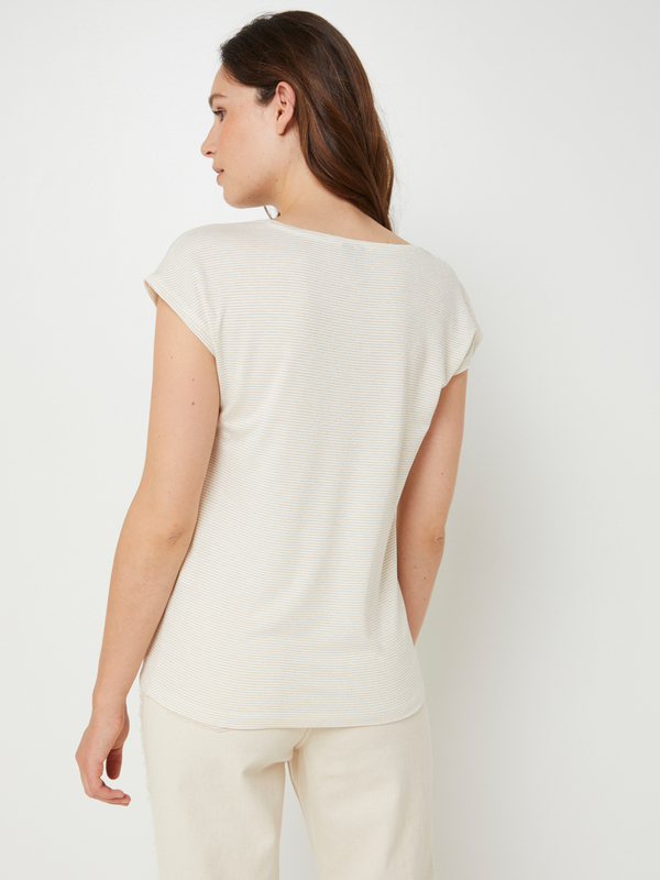 PIECES Tee-shirt Sans Manches Fines Rayures Brillantes Blanc Photo principale