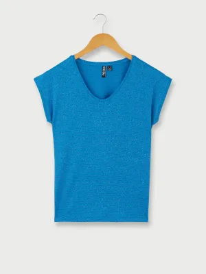 PIECES Tee-shirt Sans Manches Fines Rayures Brillantes Bleu