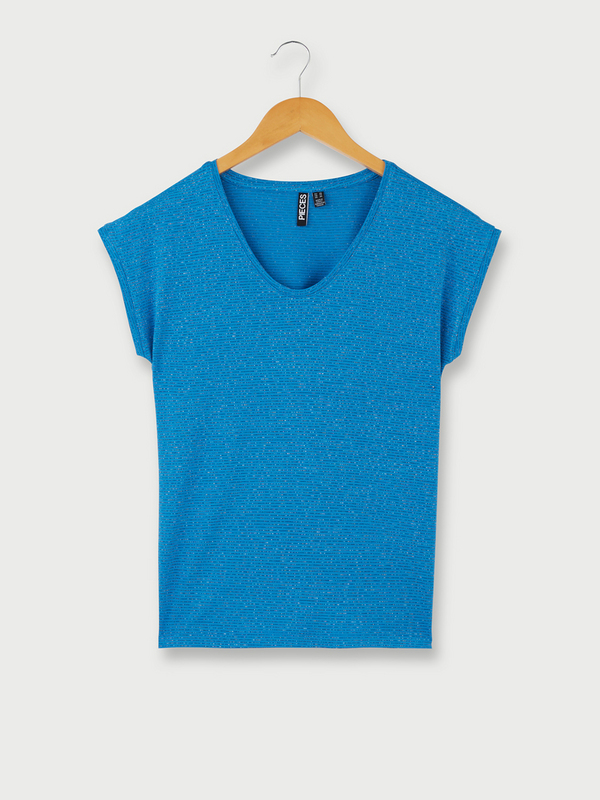 PIECES Tee-shirt Sans Manches Fines Rayures Brillantes Bleu Photo principale