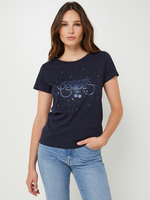LE TEMPS DES CERISES Tee-shirt Logo Strass Et Dtails Mtalliss Bleu marine