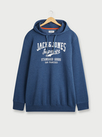 JACK AND JONES Sweat-shirt+fit Molletonn Avec Capuche, Grand Logo Flock Bleu