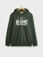 JACK AND JONES Sweat-shirt+fit Molletonn Avec Capuche, Grand Logo Flock Vert