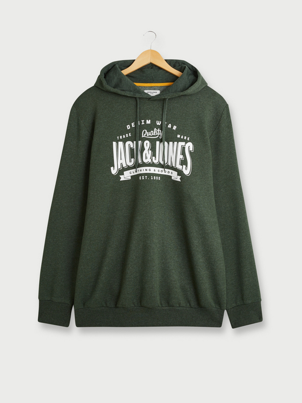 JACK AND JONES Sweat-shirt+fit Molletonné Avec Capuche, Grand Logo Flocké Vert