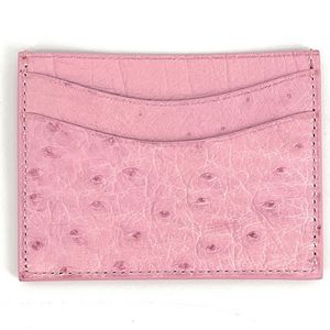 OH MY BAG Porte-cartes En Cuir D'autruche Franais Omb dition Haute-couture Rose