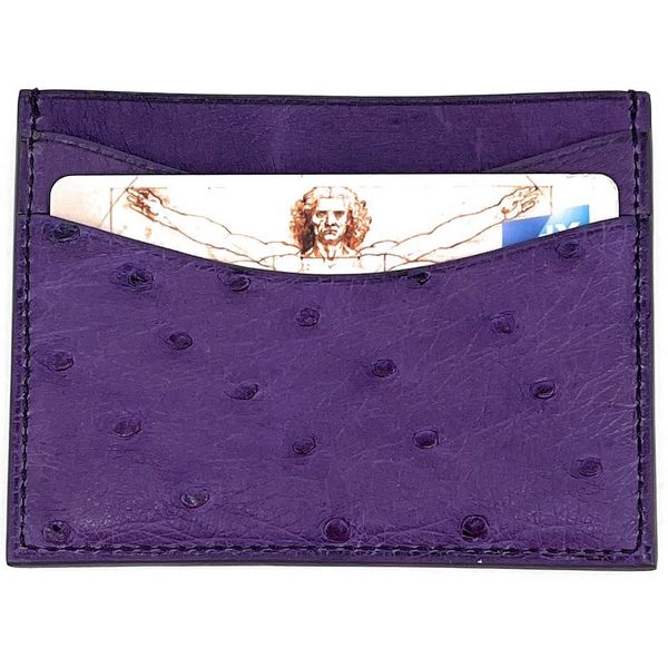 OH MY BAG Porte-cartes En Cuir D'autruche Franais Omb dition Haute-couture Violet Photo principale