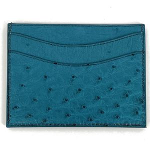 OH MY BAG Porte-cartes En Cuir D'autruche Franais Omb dition Haute-couture Bleu canard