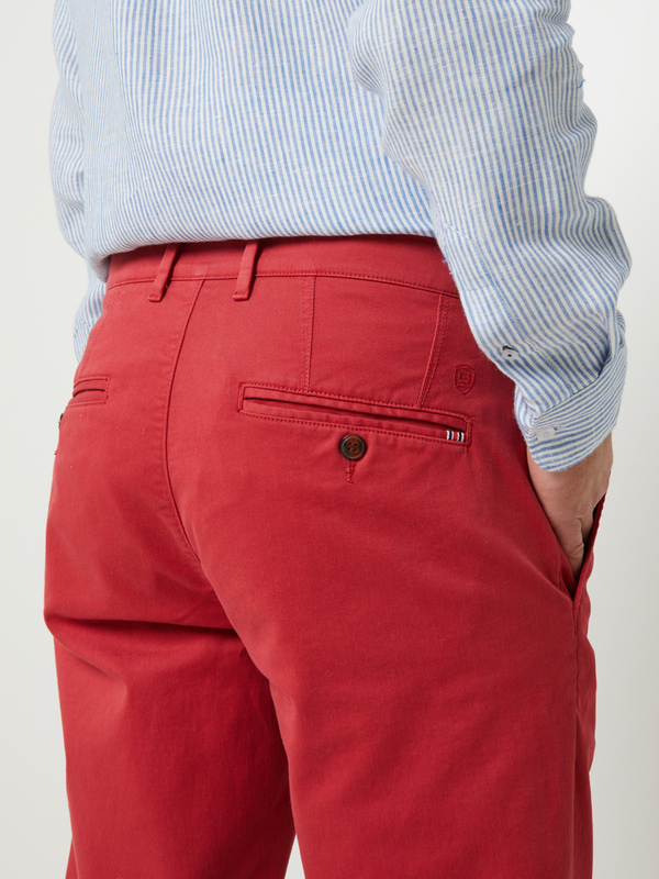CAMBRIDGE LEGEND Pantalon Chino Droit En Toile Unie Stretch Rouge Photo principale