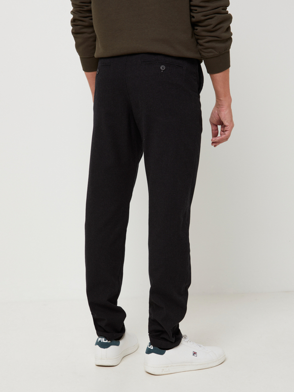 SELECTED Pantalon Chino En Toile Texture Enrichie En Coton Bio, Coupe Slim Noir Photo principale