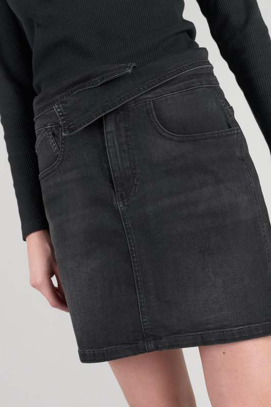 LE TEMPS DES CERISES Jupe Droite En Jeans Callas BLACK / BLACK 1037813