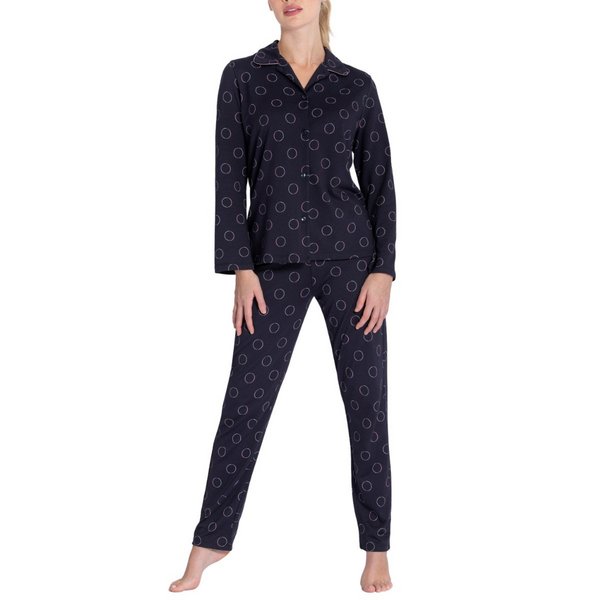 IMPETUS Pyjama Long En Coton Et Modal À Motifs De Bulles Haruki Bleu marine