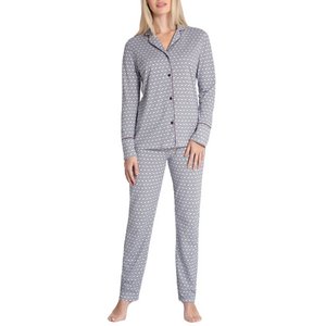 IMPETUS Pyjama Chemise  Motif De Nid D'abeille En Coton Et Modal Misaki blanc et gris