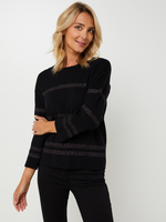 DIANE LAURY Pull Col Rond Ray En Fils Mtalliss Multicolores Noir