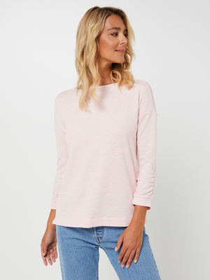STREET ONE Tee-shirt En Maille Chine, Manches 3/4 Rose clair