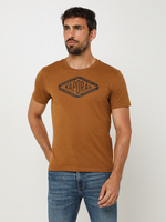 KAPORAL Tee-shirt Manches Courtes En Coton Bio, Grand Logo Signature Flock Camel
