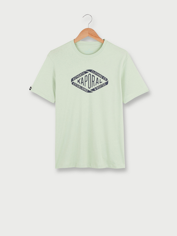 KAPORAL Tee-shirt Manches Courtes En Coton Bio, Grand Logo Signature Flock Vert d eau 1038650