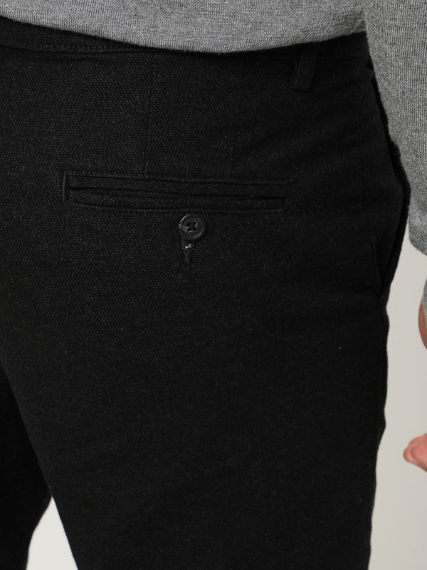 SELECTED Pantalon Chino En Toile Texture Enrichie En Coton Bio, Coupe Slim Noir Photo principale
