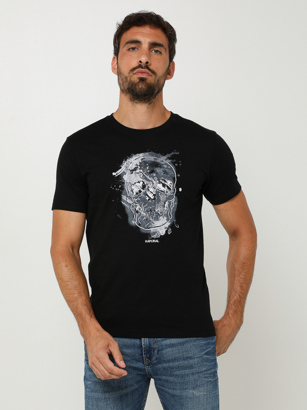 KAPORAL Tee-shirt Manches Courtes À Motif Placé Tête De Mort En Coton Bio Noir