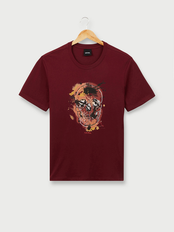 KAPORAL Tee-shirt Manches Courtes À Motif Placé Tête De Mort En Coton Bio Rouge bordeaux
