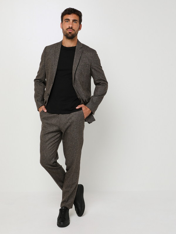 SELECTED Pantalon De Costume En Tweed Coupe Slim Marron Photo principale