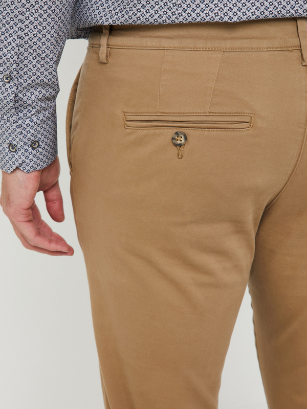 SELECTED Pantalon Chino Coupe Slim Coton Stretch Uni Camel Photo principale