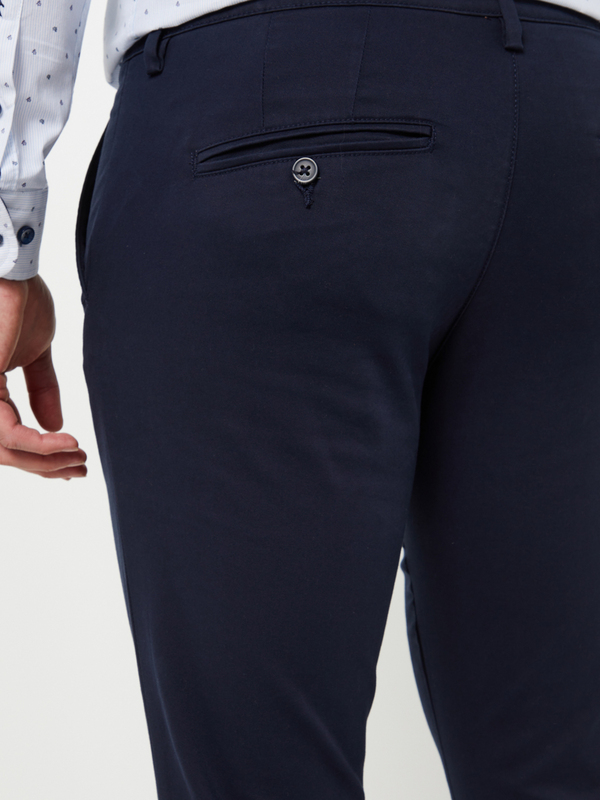 SELECTED Pantalon Chino Coupe Slim Coton Stretch Uni Bleu marine Photo principale