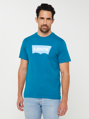 LEVI'S® Tee-shirt Col Rond, Grand Logo Batwing Signature Bleu Canard