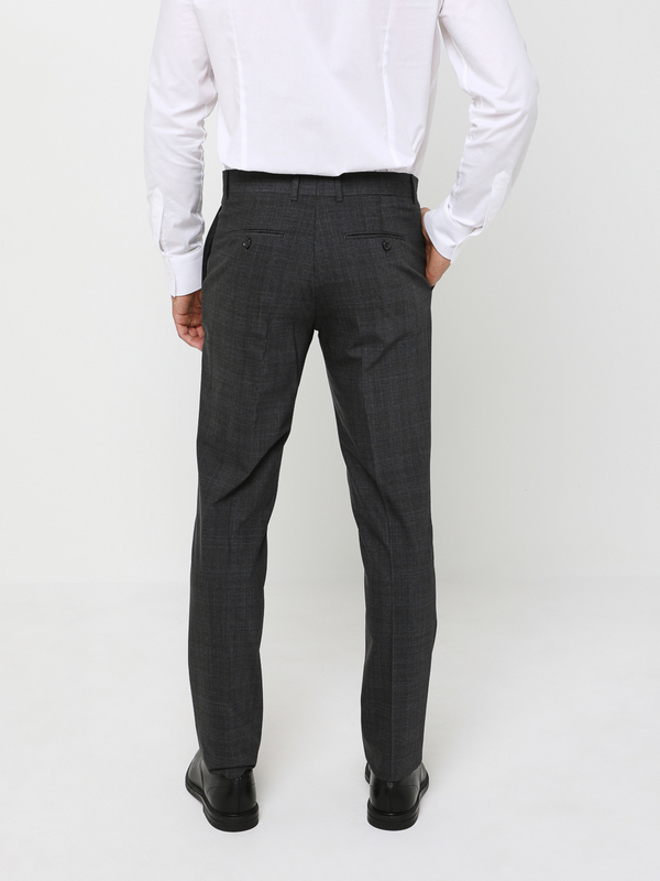 ODB Pantalon Composable Prince De Galles Enrichi En Laine, Coupe Slim Gris Photo principale
