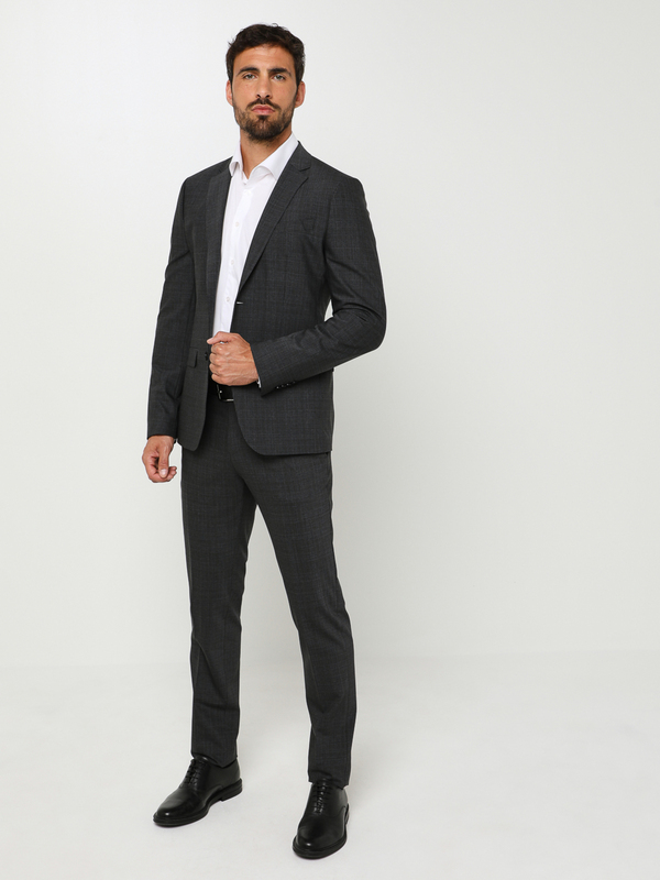 ODB Pantalon Composable Prince De Galles Enrichi En Laine, Coupe Slim Gris Photo principale