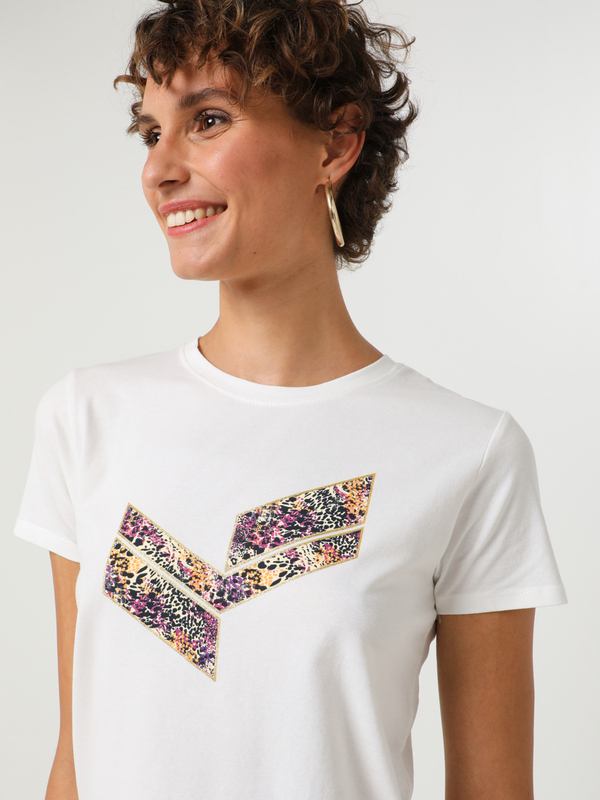KAPORAL Tee-shirt Col Rond, Logo Flock  Imprim Fleuri En Coton Bio Blanc Photo principale