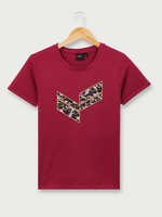 KAPORAL Tee-shirt Col Rond, Logo Flock  Imprim Fleuri En Coton Bio Rouge bordeaux