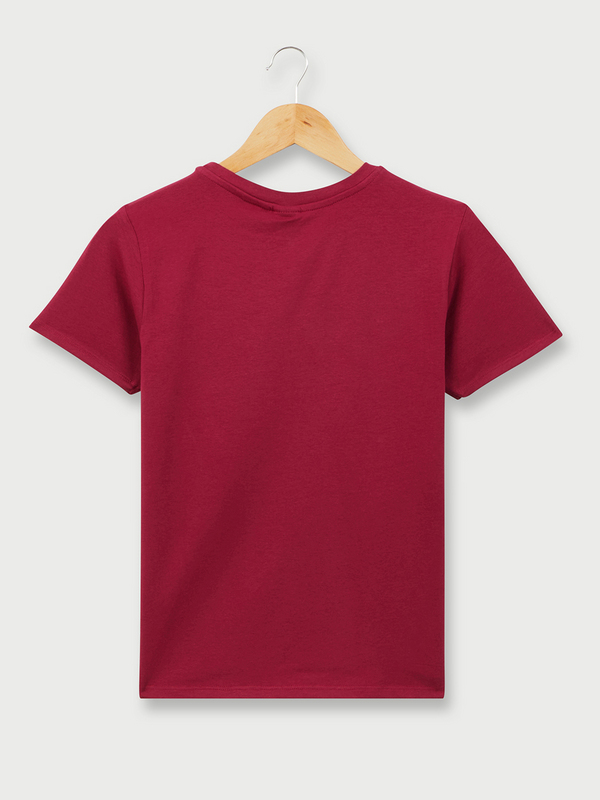 KAPORAL Tee-shirt Col Rond, Logo Flock  Imprim Fleuri En Coton Bio Rouge bordeaux Photo principale