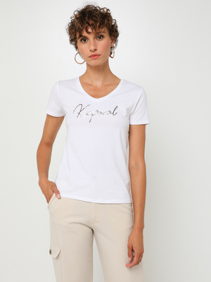 KAPORAL Tee-shirt Logo Mtallis Blanc