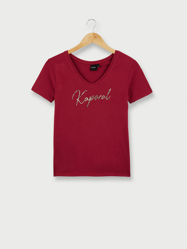 KAPORAL Tee-shirt Logo Métallisé Rouge bordeaux