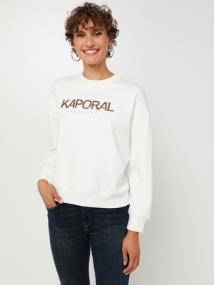 KAPORAL Sweat-shirt Imprim Logo Fleuri  Contour Brillant Blanc