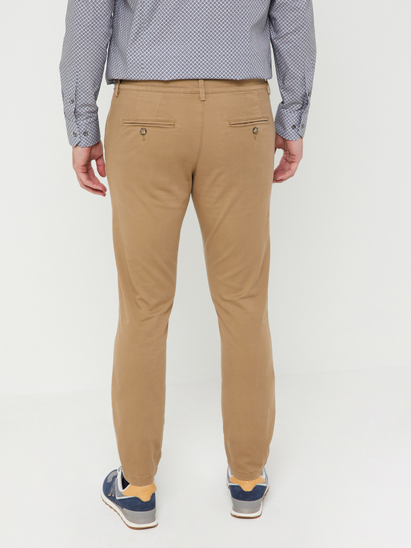 SELECTED Pantalon Chino Coupe Slim Uni En Coton Biologique Camel Photo principale