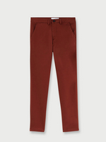 SELECTED Pantalon Chino Coupe Slim Uni En Coton Biologique Marron