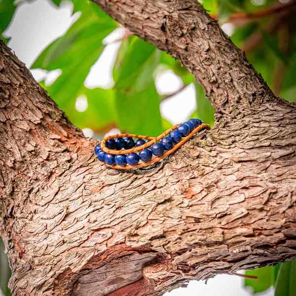 SLOYA Bracelet Facelia En Pierres Turquoise Et Cuir Vritable Bleu Photo principale