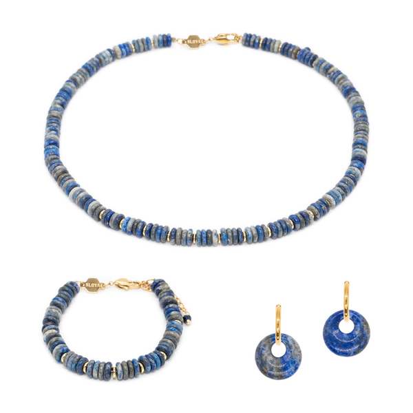 SLOYA Collier, Bracelet Et Boucles D'oreilles Blima En Pierres Lapis-lazuli Bleu 1039394