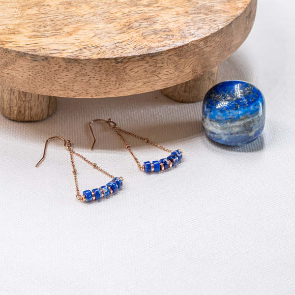 SLOYA Collier, Bracelet Et Boucles D'oreilles Piana En Pierres Lapis-lazuli Bleu fonc Photo principale