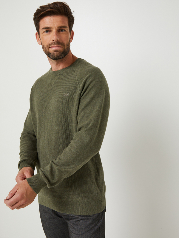 LEE Pull Coupe Droite Uni Vert olive 1040424