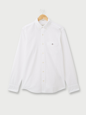 GANT Chemise Sportswear Oxford Unie Coupe Droite 100% Coton Blanc