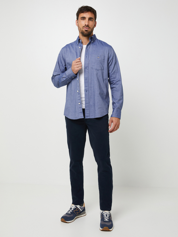 GANT Chemise Sportswear Oxford Unie Coupe Droite 100% Coton Bleu Photo principale