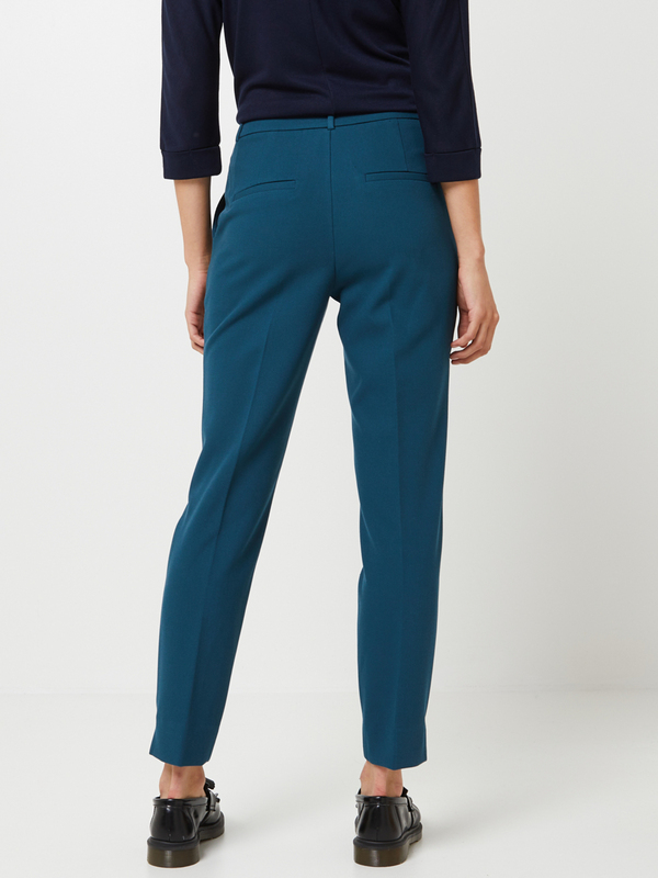 COMMA Pantalon Uni En Maille Texture, Jambes 7/8me Bleu Canard Photo principale